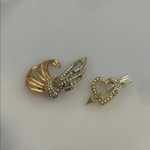 Vintage Gold tone and Silver Brooch Set